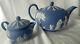 Wedgewood Blue Jasperware Teapot & Creamer