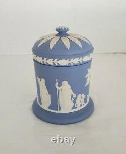 Wedgewood Blue Jasperware Tea Set Teapot Creamer Sugar Bowl Cigarette Holder'53