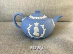 Wedgewood Blue Queen Elizabeth II & Prince Philip Coronation Teapot