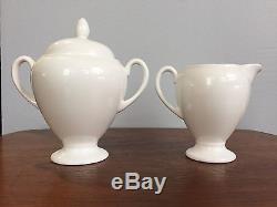Wedgewood White Bone China Set Teapot, Coffee Pot, Creamer, Sugar Bowl withlid