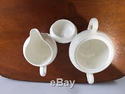 Wedgewood White Bone China Set Teapot, Coffee Pot, Creamer, Sugar Bowl withlid