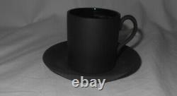 Wedgwood Basalt Black Tea Set- Teapot w. Six Demitasse Cups and Saucers