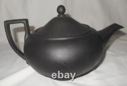 Wedgwood Basalt Black Tea Set- Teapot w. Six Demitasse Cups and Saucers