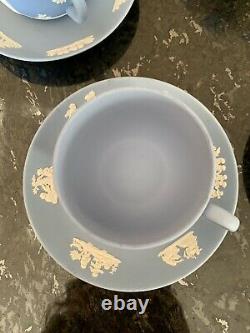 Wedgwood Blue Jasperware Teapot and teacup set of 16 cup saucer 2 bowls