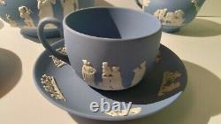 Wedgwood Blue Jasperware Teapot sugar creamer cups set