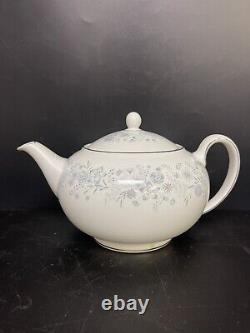 Wedgwood Bone China England Belle Fleur Flat Teapot with Leigh Sugar and Creamer