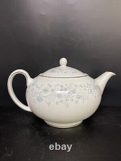 Wedgwood Bone China England Belle Fleur Flat Teapot with Leigh Sugar and Creamer