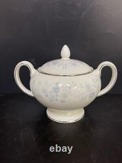 Wedgwood Bone China England Belle Fleur Flat Teapot with Leigh Sugar and Creamer