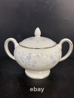 Wedgwood Bone China England Belle Fleur Flat Teapot with Leigh Sugar and Creamer