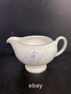 Wedgwood Bone China England Belle Fleur Flat Teapot with Leigh Sugar and Creamer