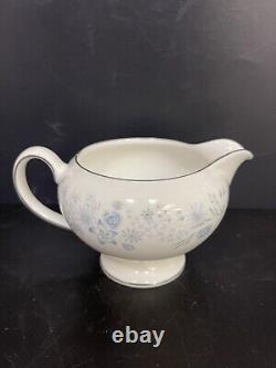 Wedgwood Bone China England Belle Fleur Flat Teapot with Leigh Sugar and Creamer