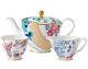 Wedgwood Butterfly Bloom 3 Pc Tea Story Set Teapot Sugar Bowl Creamer New In Box