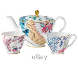 Wedgwood Butterfly Bloom 3 PC Tea Story Set Teapot Sugar Bowl Creamer New In Box