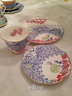 Wedgwood Butterfly Bloom Tea Set 16 Pieces Tea Pot Creamer Sugar Cups Saucers