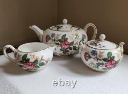 Wedgwood Charnwood English China Set Teapot (4 Cup), Creamer, Covered Sugar