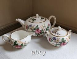 Wedgwood Charnwood English China Set Teapot (4 Cup), Creamer, Covered Sugar