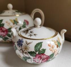 Wedgwood Charnwood English China Set Teapot (4 Cup), Creamer, Covered Sugar