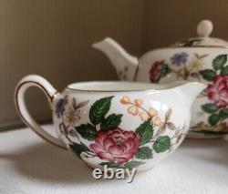 Wedgwood Charnwood English China Set Teapot (4 Cup), Creamer, Covered Sugar