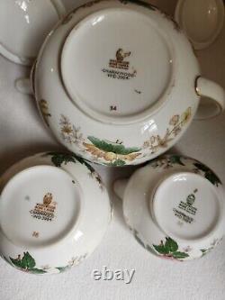 Wedgwood Charnwood English China Set Teapot (4 Cup), Creamer, Covered Sugar