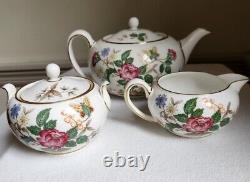 Wedgwood Charnwood English China Set Teapot (4 Cup), Creamer, Covered Sugar