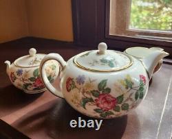 Wedgwood Charnwood English China Set Teapot (4 Cup), Creamer, Covered Sugar