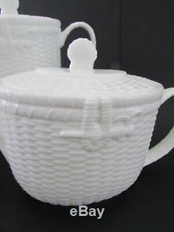 Wedgwood Coalport Nantucket Basket Weave Coffee Pot & Teapot Set 4