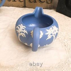 Wedgwood England JASPERWARE BLUE TEAPOT With SUGAR BOWL AND CREAMER Set Mint