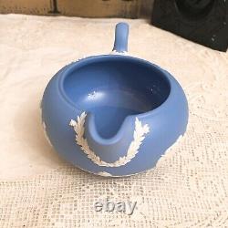 Wedgwood England JASPERWARE BLUE TEAPOT With SUGAR BOWL AND CREAMER Set Mint