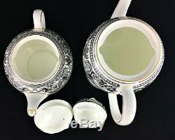 Wedgwood Florentine Black Dragons Motif Coffee Tea Set Teapot Sugar Creamer W431