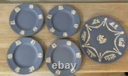 Wedgwood Jasper Blue Tea Set Teapot Teapot Teapot Creamer Bowl Trinket Box Used