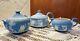 Wedgwood Jasperware Blue Teapot, Sugar And Creamer Set 1929 1969