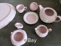 Wedgwood Jasperware Pink Miniature Set Tray Teapot Cup Saucer Creamer Sugar