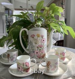 Wedgwood Meadow Sweet 10-piece coffee/tea pot set. Floral A++Cond
