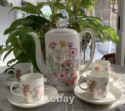 Wedgwood Meadow Sweet 10-piece coffee/tea pot set. Floral A++Cond