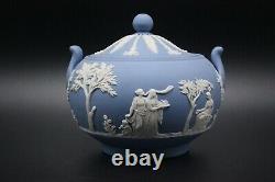 Wedgwood Pale Blue Jasperware Large Teapot, Sugar & Creamer Set