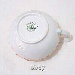 Wedgwood Queen's Ware Pink on Cream Tea Pot Creamer & Sugar Bowl Set