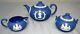Wedgwood Royal Blue Jasper Elizabeth Ii Coronation Tea Set Teapot Creamer Sugar