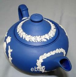 Wedgwood Royal Blue Jasper Elizabeth II Coronation Tea Set Teapot Creamer Sugar