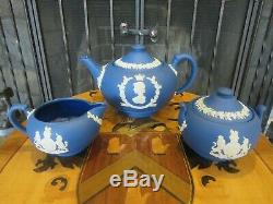 Wedgwood Royal Jasper Queen Elizabeth II Coronation Tea Set, Teapot Bowl Creamer