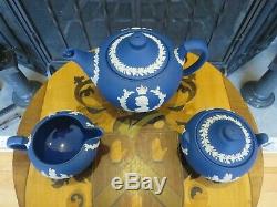 Wedgwood Royal Jasper Queen Elizabeth II Coronation Tea Set, Teapot Bowl Creamer