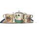 Wedgwood Sarah's Garden Tea For Two 2 Mugs, Tray & Teapot Tea Set England 1997