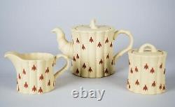 Wedgwood Terra Cotta on Primrose Jasperware Tea Set Teapot Creamer & Sugar Bowl