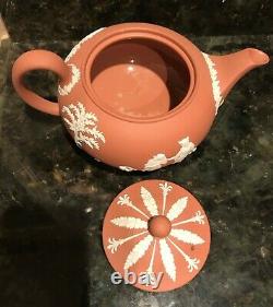 Wedgwood Terracotta Jasperware Tea Set Pot/Sugar/Creamer
