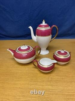 Wedgwood (W1813) Ulander Powder Ruby Coffee Pot, Tea Pot, withCreamer & Sugar Bowl