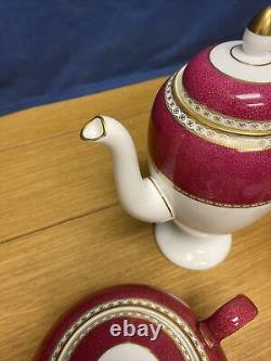 Wedgwood (W1813) Ulander Powder Ruby Coffee Pot, Tea Pot, withCreamer & Sugar Bowl