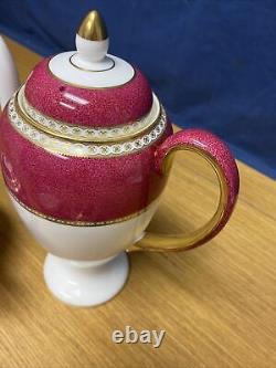 Wedgwood (W1813) Ulander Powder Ruby Coffee Pot, Tea Pot, withCreamer & Sugar Bowl