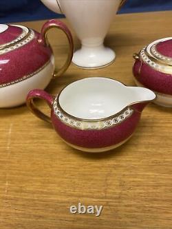 Wedgwood (W1813) Ulander Powder Ruby Coffee Pot, Tea Pot, withCreamer & Sugar Bowl