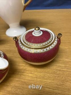 Wedgwood (W1813) Ulander Powder Ruby Coffee Pot, Tea Pot, withCreamer & Sugar Bowl