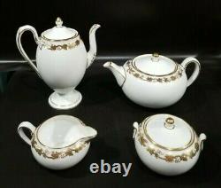 Wedgwood Whitehall Sugar Coffee, Teapot, Sugar and Creamer with lids 4 piece Set