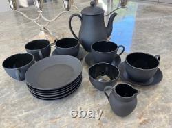 Wedgwood black basalt coffee set and 5 little plates